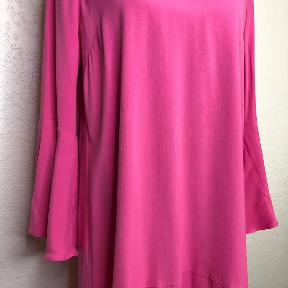 Anthropologie HD in Paris bright pink v neck swing dress size 6
